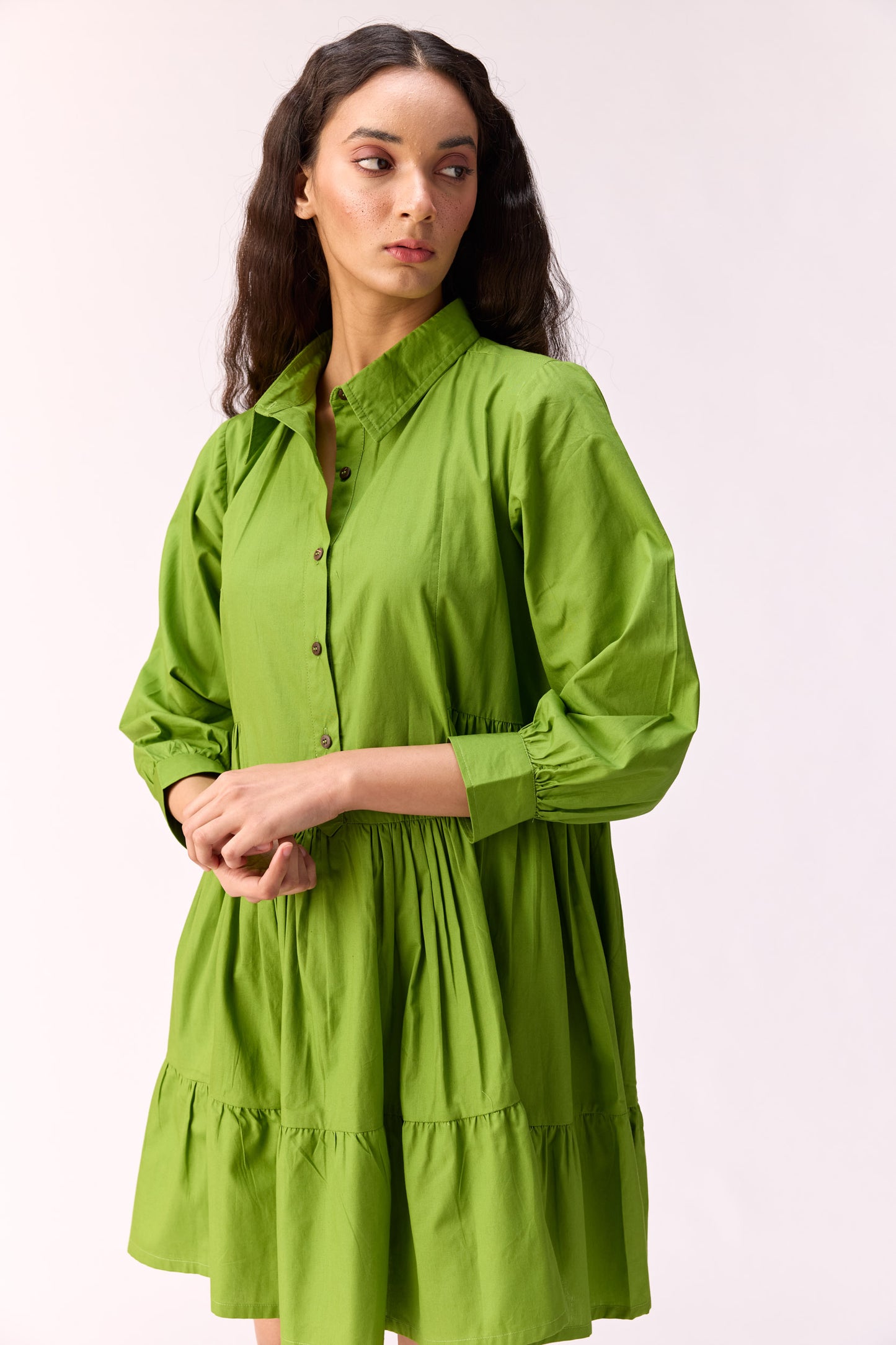 Fresh lime button Down Dress