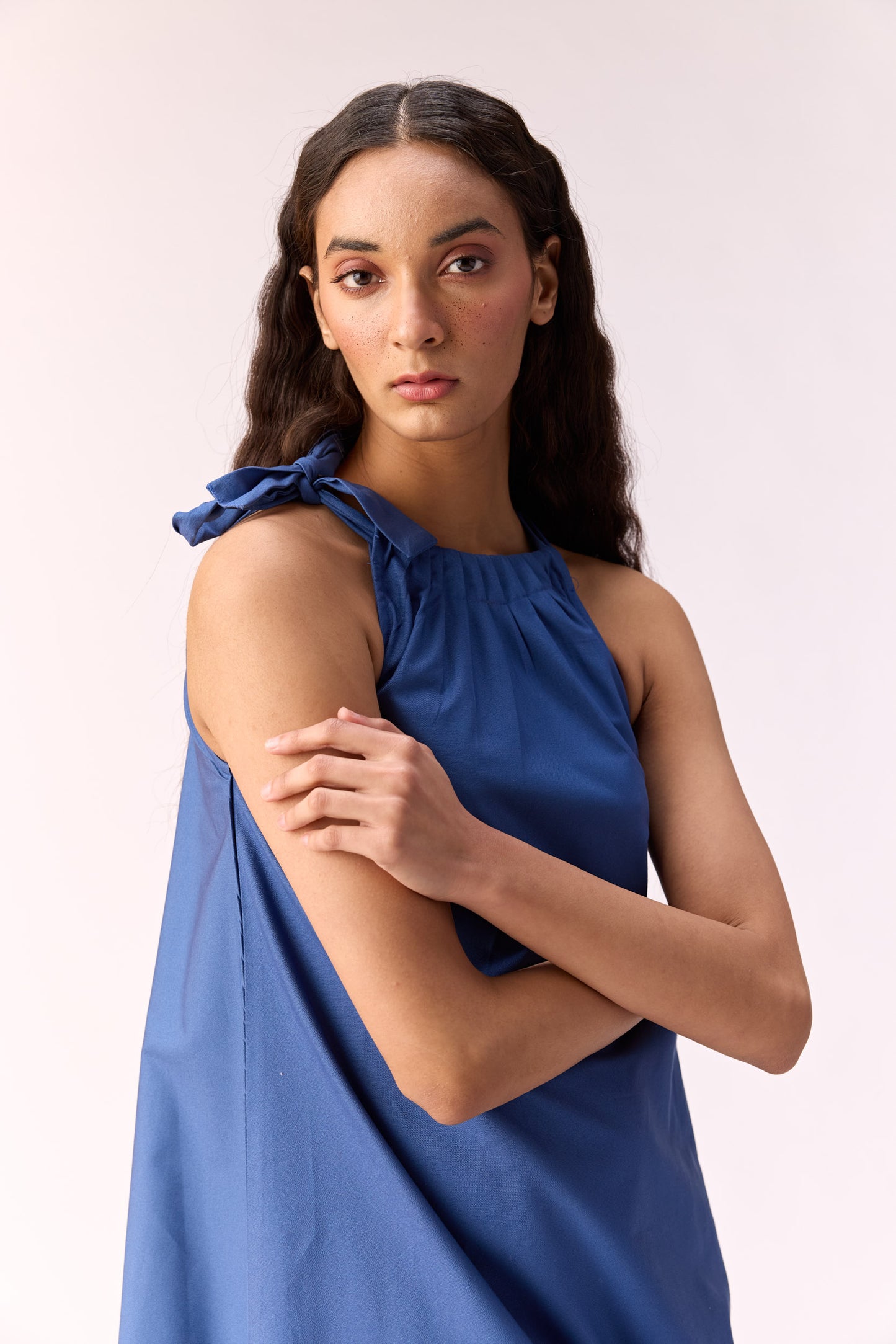 Coastal Charm Neck Tie up Dress