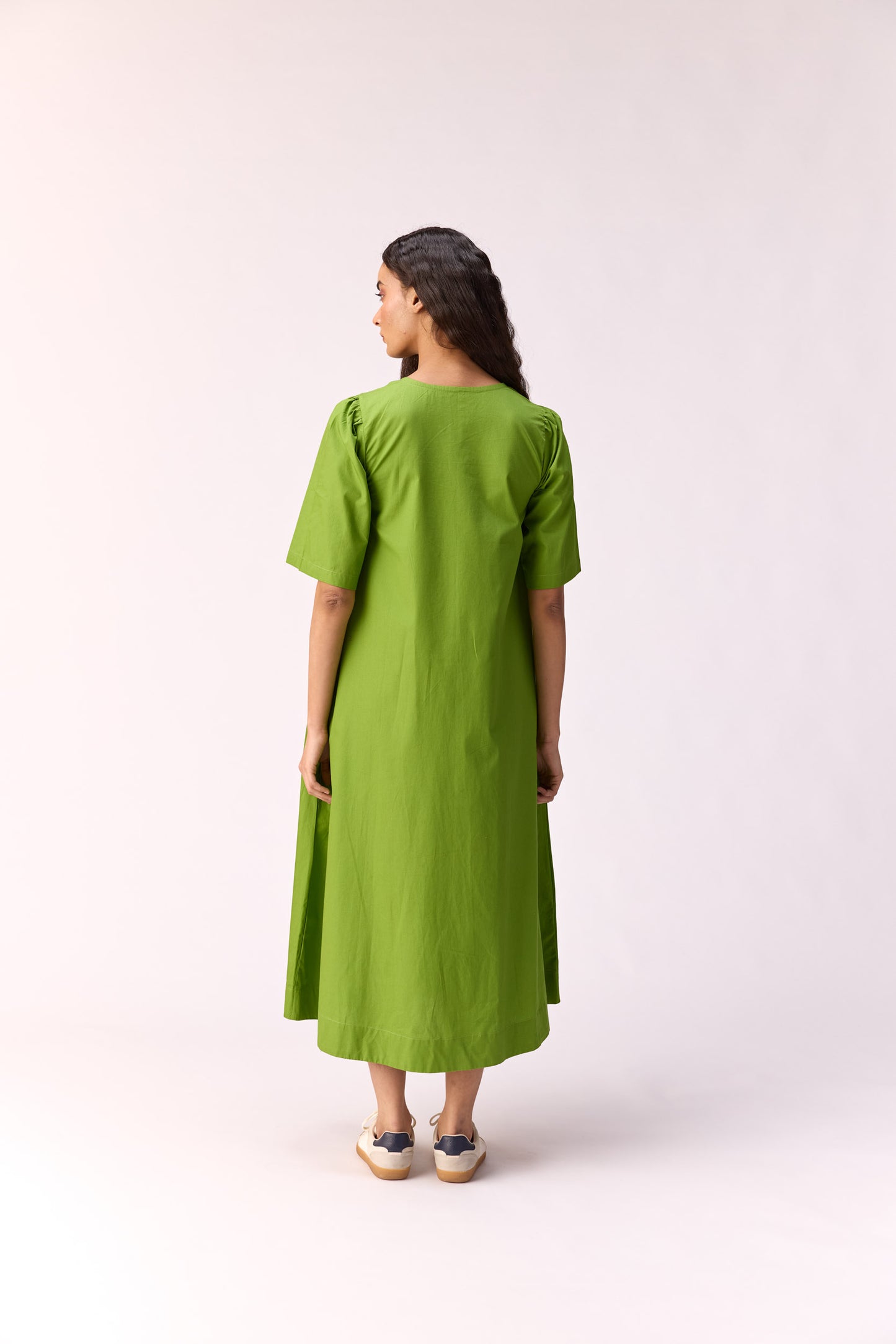 Green apple long line dress