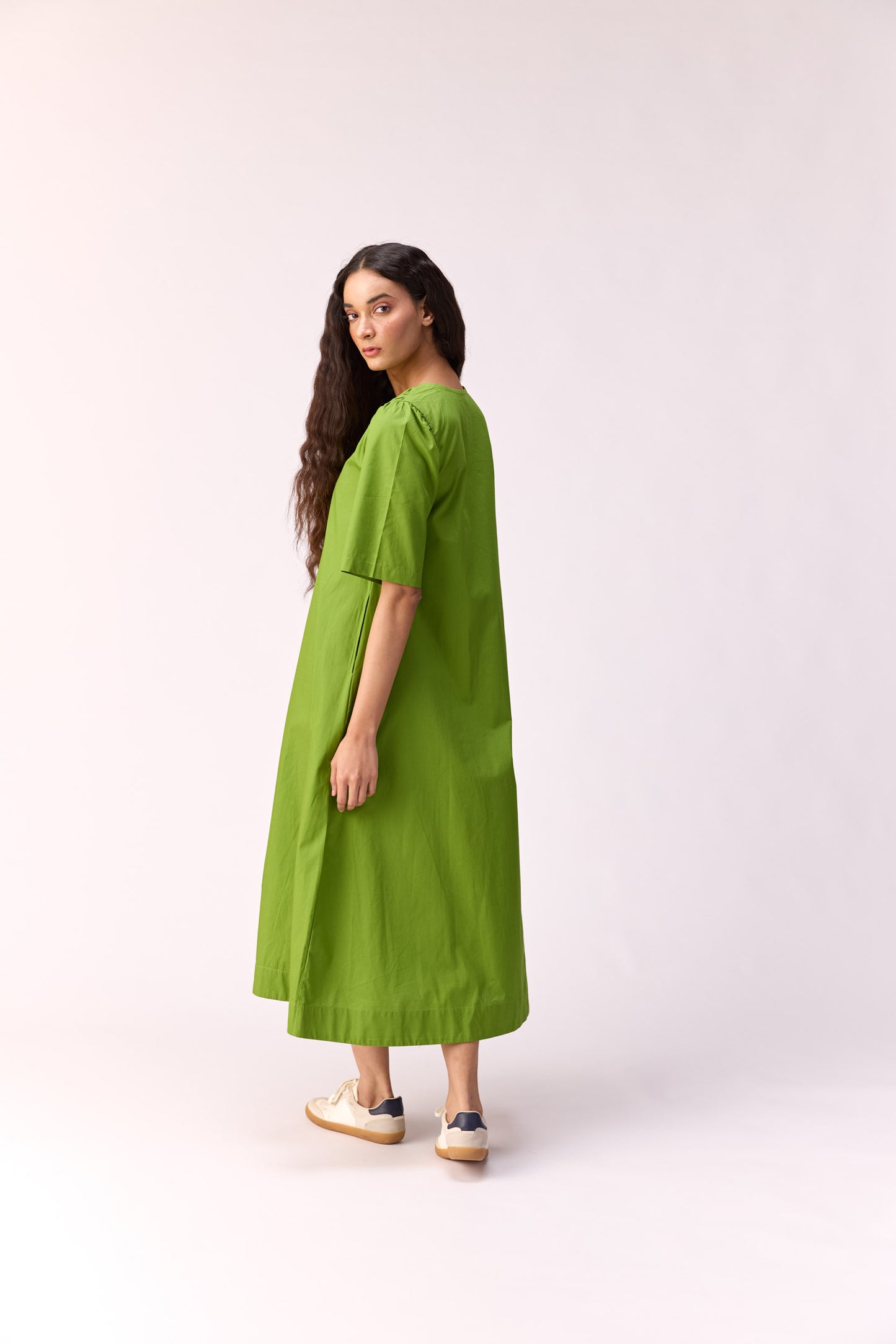 Green apple long line dress