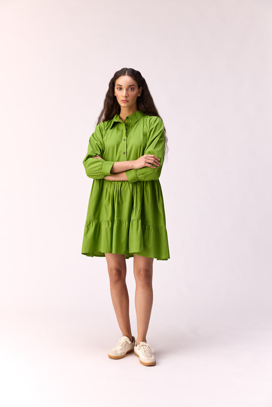 Fresh lime button Down Dress