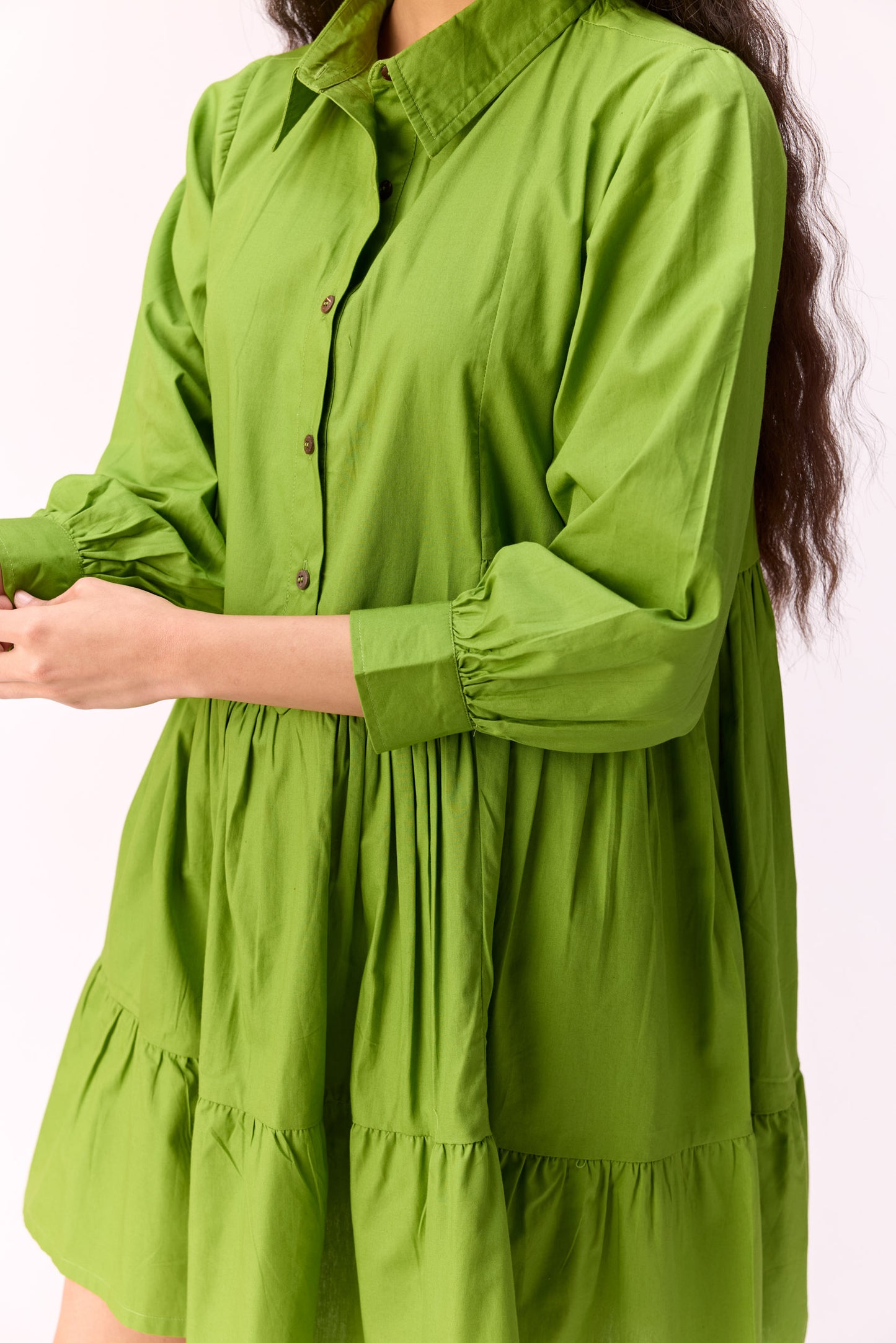 Fresh lime button Down Dress