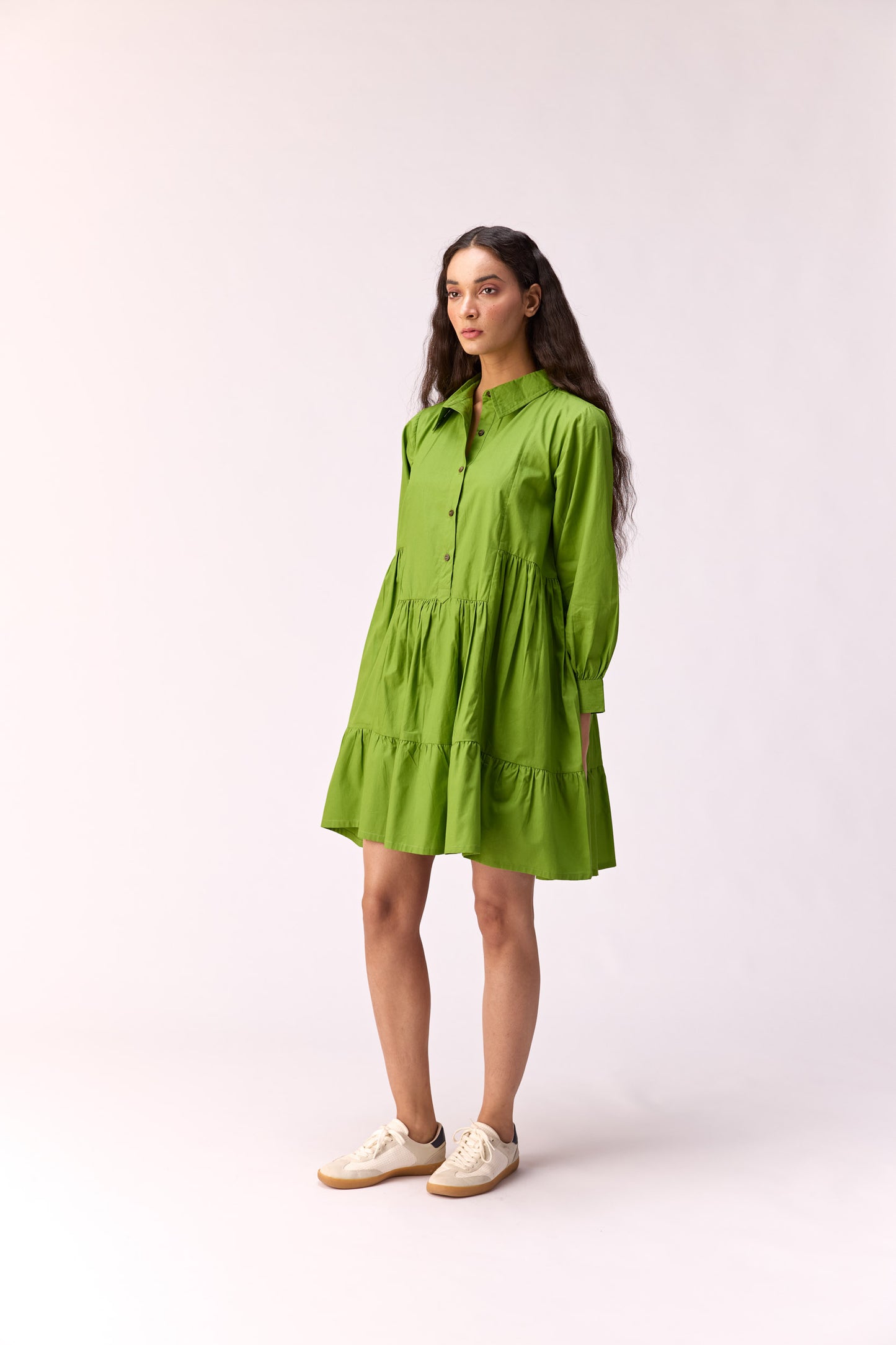 Fresh lime button Down Dress