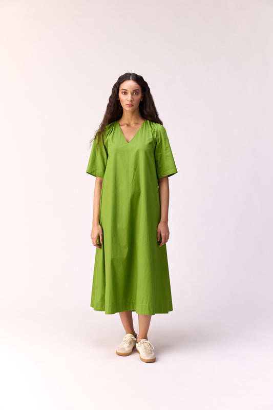 Green apple long line dress
