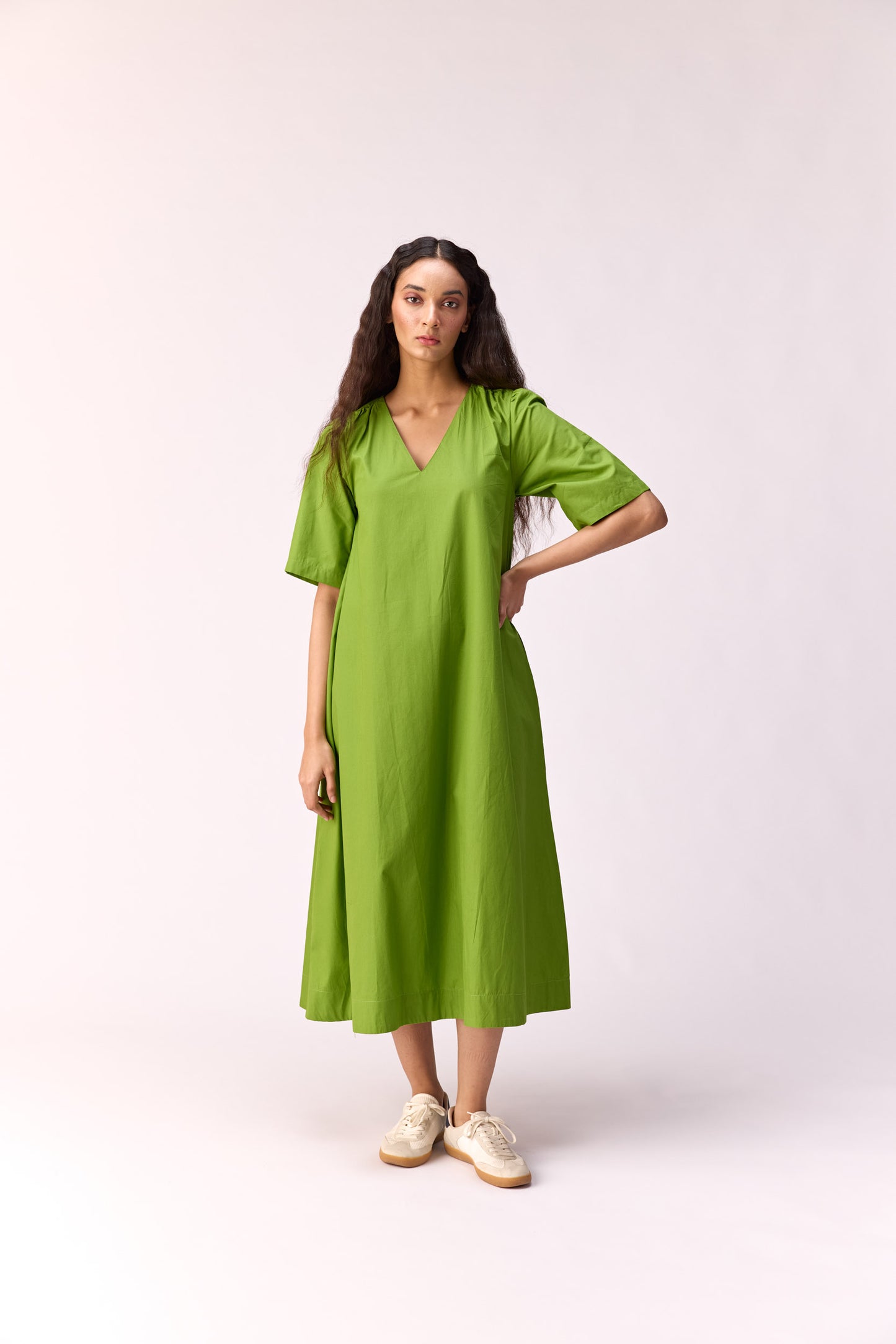 Green apple long line dress