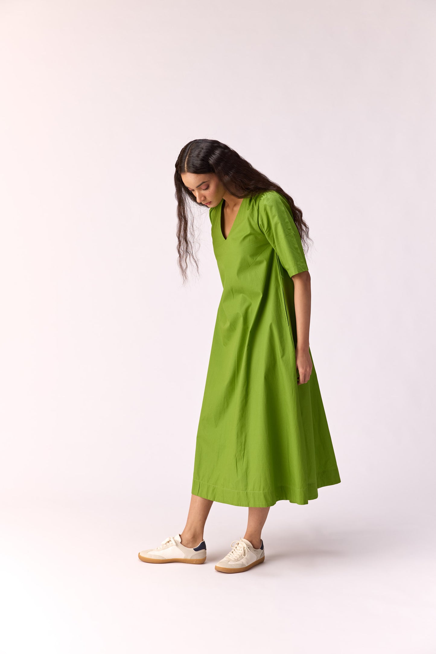Green apple long line dress